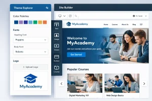 LearnWorlds customization options in Site Builder and Theme Explorer