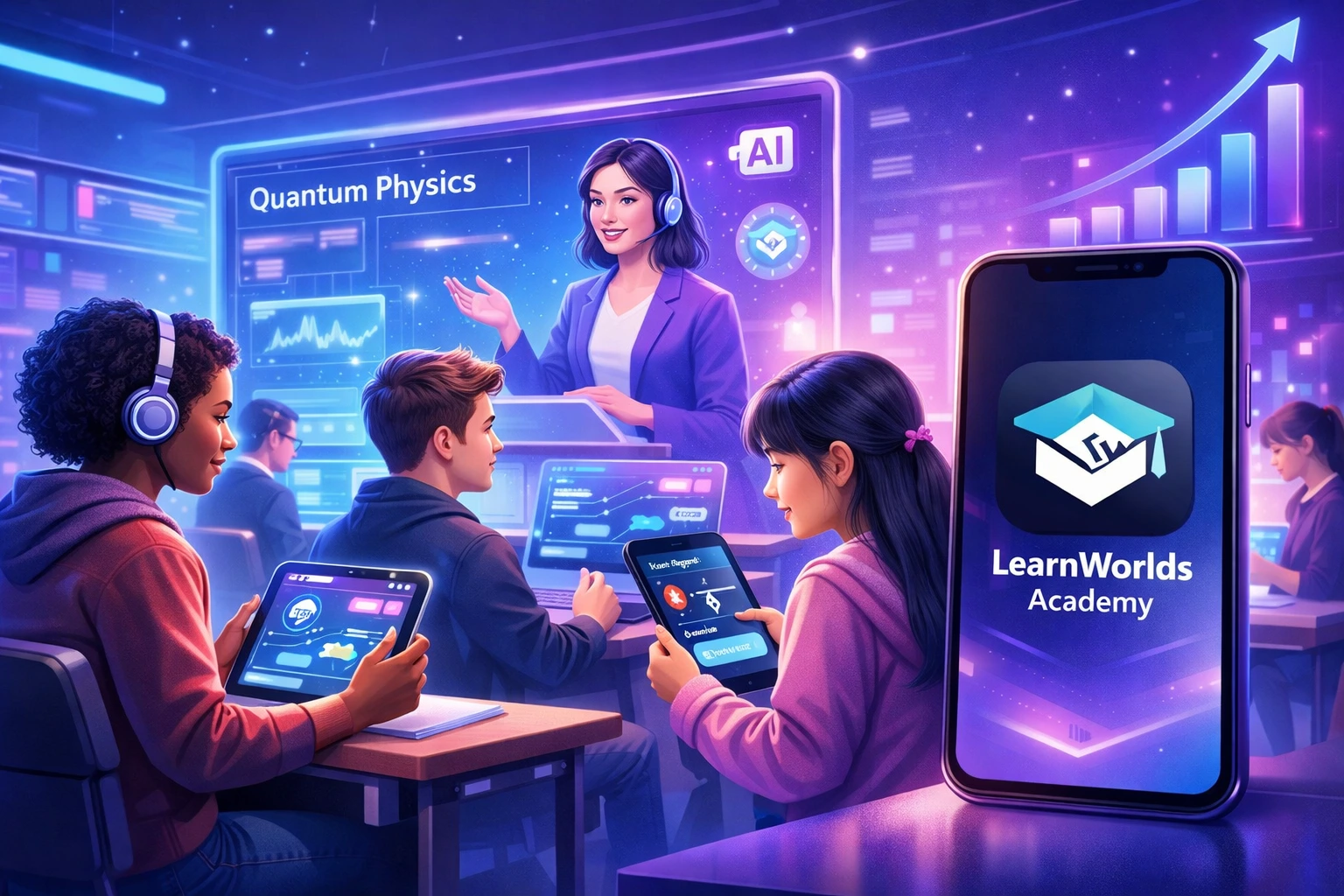 LearnWorlds as the future of e-learning platforms with AI and interactive tools