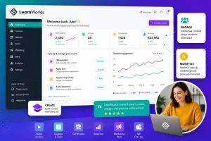 User maximizing LearnWorlds platform for online course creation