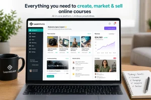 LearnWorlds online class platform dashboard for creating online courses