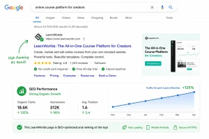LearnWorlds course website SEO optimization for better search rankings