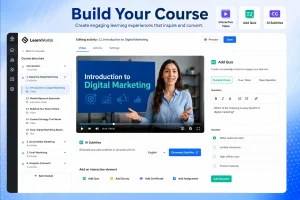LearnWorlds course builder for creating interactive online courses
